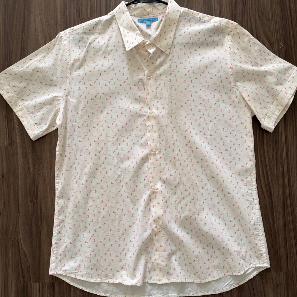 Venissac Men's 100% Cotton Short Sleeve Casual Button Up Shirt Size XL